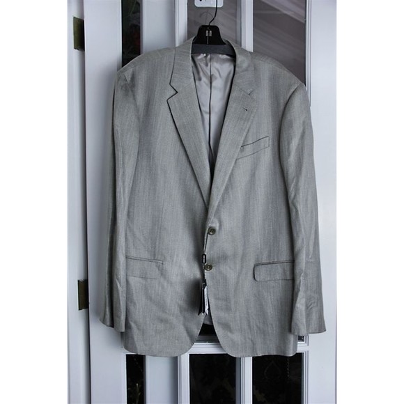 $2395 GIORGIO ARMANI Beige Taupe Herringbone Soft Viscose Blazer Jacket 58R 48